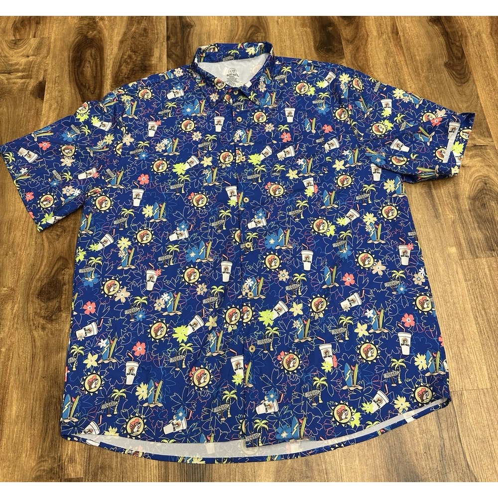 Buc-ee's Hawaiian Shirt Tropical Blue 4XL Cruise Vacation Bucee's Button Down